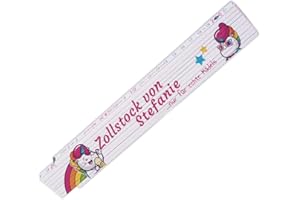 EUROFOTO Zollstock mit Namen Stefanie und schönem Motiv mit Einhorn - ... nur für echte Mädels - | für Frauen | Metermaß | Glieder-Maßstab mit Namen bedruckt | Viele Namen zur Auswahl