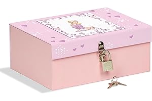 MARELI Scatola con lucchetto cm 18,5x14x7,5 ideale per custodire segreti, gioielli e figurine, girl