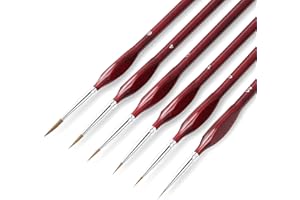 GOFRIEND Fine Detail Paint Brush Set 6pcs Tip Professional Artist Miniature Paint Brushes Fine Lines for Detailed Watercolor Acrylic Oil Painting