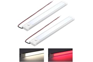 acegoo 12V Barra Luminosa LED 470lm Camper 305mm Furgone Lampada 4,5W per Camion, Roulotte, Barca, Interruttore Dimmer Integrato e luce rossa (4000K)