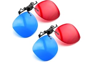 PRECORN Set of 2 3D Glasses Clip-On 3D Glasses in Red/Blue 3D Anaglyph Glasses for Glasses Wearers – Ideal for TV, PC Games, Pictures, Video, Films and Much More