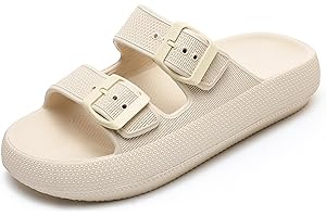 Waysoland Cozyslides Original Damen Herren,Wolkenschuhe Damen Airfoot Wolken mit Verstellbaren Schnallen rutschfest Schnell Trocknend Super Bequeme Dicke Sohle Sandalen