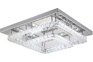 ‎LEWIMA Lewima LED Deckenleuchte »Voltarus«, Glas Kristall Luxus 50x50cm Deckenlampe 36W, Dimmbar per Fernbedienung, mit Speicherfunktion, Warmweiß/Kaltweiß einstellbar, Silber verspiegelt
