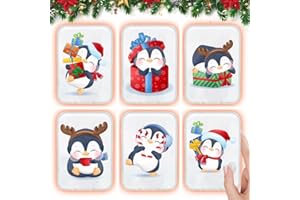 MEISHANG 6 Pack Calentador de Manos Reutilizables,Calienta Manos de Bolsillo,Calentador de Manos Gel con Temática Navideña de Pingüinos,Calentador Bolsillo para Calentar Las Manos al Aire Libre