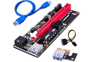 Netrox® 2023 Riser PCI-E di alta qualità | Cavo espresso da 16 a 1 X (doppio 6 pin + MOLEX) | Mining PCIE Riser Ethereum ETH | Scheda video di espansione con alimentazione USB 3.0