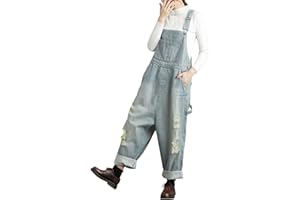 L9WEI Mono para mujer, oversize denim oversize, pantalones vaqueros largos, peto, con bolsillo, para verano, para niñas, pantalones con tirantes, mono de moda, 02# Light Blue, Talla única