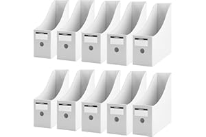 Zosenyer Revistero Decorativo - 10 Piezas de Papel Kraft Plegable, Organizador de Escritorio y Hogar, Estuche para Revistas, Documentos A4 y Oficina (Blanco)