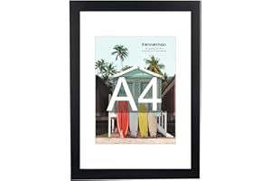 kennethan Bilderrahmen A4 Schwarz 1er Pack MDF-Holzrahmen mit Acrylglas, ideal für Collagen von Porträts und Urkunden, A4-Fotorahmen