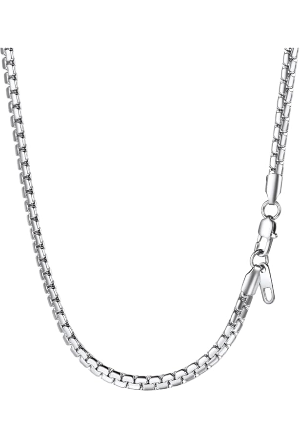 Gourmette Homme Argent PROSTEEL Chaîne Collier Homme Acier Inoxydable 51cm Maille Bijou Masculin Tendance 7mm - 10