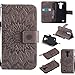 Produktbild LG G3 Mini Hülle,LG G3 Mini Leder Sonnenblumen Hülle,LG G3 Mini Lanyard Wallet Schutzhülle,BONROY® Retro geprägte Sonnenblumen Muster PU Leder Flip Hülle Wallet Case Tasche Cover Handytasche Schutzhülle Lederhülle Handyhülle in Book Style Stand Case mit Kredit Kartenschlitz für LG G3 Mini-grau