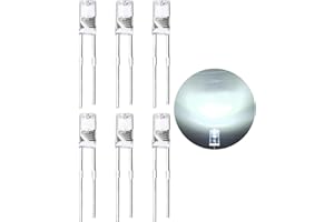 LEDWEKEI (Blanco frio 160 grados) 120 piezas 3 mm Diodo emisor de luz LED, lámpara LED de alto brillo, potentes componentes electrónicos de bombilla