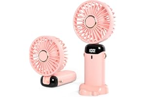 JANREAY Mini wentylator ręczny, wentylator biurkowy USB, mały wentylator stołowy z 5 prędkościami i akumulatorem USB 3000 mAh, składany, elektryczny wentylator do podróży, biura, gospodarstwa domowego