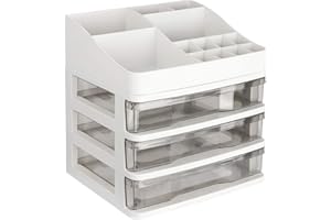 ELUCHANG Kosmetik-Organizer aus Kunststoff mit Schublade für Lippenstifte, Schreibtisch-Aufbewahrungsbox, 3 Schubladen, transparent