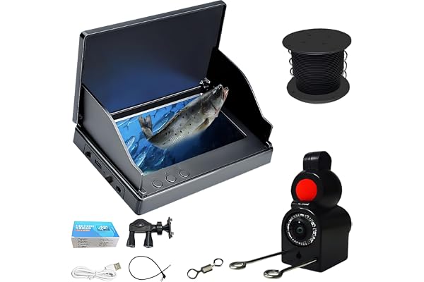 Fishfinder Fish Finder Caméra de pêche avec écran IPS de 4,3 pouces et câble de 30 m étanche grand angle 220° vision nocturne sous-marine pour pêche en mer rivière