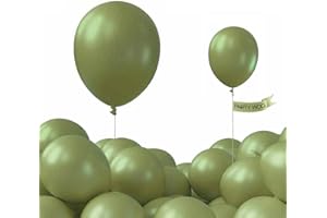 PartyWoo Sage Green Balloons, 50 pcs 5 Inch 12 Inch Boho Green Balloons, Matte Green Balloons for Balloon Garland or Balloon Arch as Birthday Party Decorations, Baby Shower Decorations, Green-F11