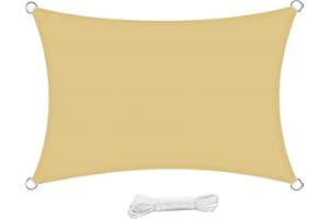 swift Tenda a Vela Rettangolare 4x6 m Permeabile Protezione Anti Raggi UV Vela Ombreggiante 6x4 m, Telo Tenda da Sole a Vela per Esterno, Giardino & Gazebo, Sabbia