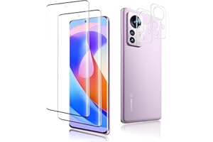 Carantee [2 Stück Schutzfolie für Panzerglas für Xiaomi 12/12X + [2 Stück] Kameraschutz, 9H Härte Kratzfest Schutzglas für Xiaomi 12/12X Folie, Blasenfrei, HD Anti-Fingerabdruck Displayschutzfolie