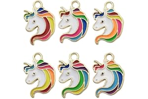QIAMNI 24 Pcs Cute Unicorn Charm Pendants, Enamel Metal Rainbow Color Unicorn Necklace Charms for Earring Bracelet Keychain DIY Craft Making Jewelry 13x19mm for Children Girls (U2)
