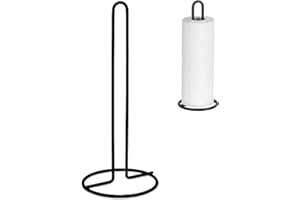 PARENCE.- Porta asciugamani in carta nero 31 cm - Portarotolo da cucina in metallo, robusto dispenser verticale, design moderno, verniciatura a polvere, compatibile con rotoli standard