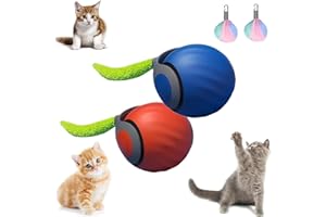 AFGQIANG Speedy Tail 2.0 – Jouet interactif pour chat d'intérieur – Balle à mouvement automatique – Rechargeable par USB – Deux vitesses de réglage – Avec queue de rechange (mélange)