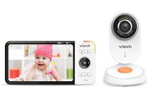 Vtech VM818 HD babymonitor – videobabymonitor med vidvinkelkamera – HD-video, tydligt ljud, 5-tums LCD-färgskärm och mörkerse