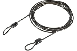 TOP-VIGOR 1Pcs Security Steel Cable, 2.5mm x 2m / 6.56ft Coated Safety Wire Rope Double Loop Flexible Security Cable Lock for Outdoor Travel Luggage Bike, Black