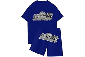 BFTHWY Tenue Garcon Entraînement Manche Courte Ete Survetement Mode Oversize Detente Comfy Outfit Anglaise Col Rond