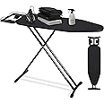UNICASA™ Ironing Board (43x13in) Adjustable Height, Foldable T-Leg Design, Non-Slip Feet, Durable Metalized Iron Rest, Portable Premium Ironing Table & Stand with Safety Child Lock for Home & Laundry