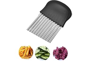 LMOGWL coltello di restringimento delle patate, coltello da taglio ad onda, coltello da taglio a chip di patate in acciaio inossidabile, usato per carote, frutta, patate dolci, verdure, burro (nero)