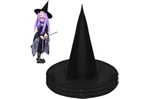 AUNGKWANG Sombrero Bruja, Gorro Bruja Halloween, 3/4/5/10 Witch Hat, Sombrero de Bruja, Sombrero Halloween, Halloween Bruja Accesorios Disfraz de Cosplay Decoración