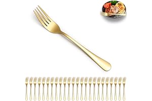 ReaNea Forchette da tavola Gold 24 pezzi, forchette da tavolo in acciaio inossidabile con placcatura in oro in titanio per casa, ristorante, matrimoni, feste, eventi