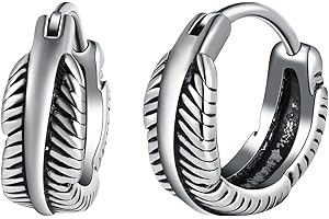 Yumilok Boucles d'oreilles Elégantes en Acier Inoxydable pour Femmes Hommes Bagues d'oreilles Créatives en Forme de Plume Bijoux Fantaisie Créoles à la Mode