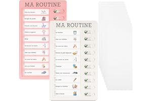 BOOMTOP 2pcs Tableaux Routine Enfant Liste Planning de Tâches à Faire to do List Tableau Mémo Checklist Réutilisable et 12 Cartes Liste de Contrôle personnaliser DIY pour Tâches Ménagères Rappel Plan d'Études