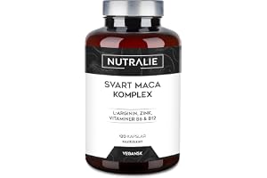 Svart Maca Andinsk 32000mg, Potens 20:1, L-arginin B6 B12 | Zink, Energi, Peruansk Maca för Män och Kvinnor – 120 Kapslar Black Maca Complex Nutralie