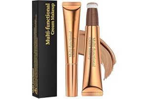 EVEBEATY 1Pcs Lightweight Cream Bronzer Contour Stick with Cushion Applicator, Long-Lasting Liquid Bronzer for Smooth
