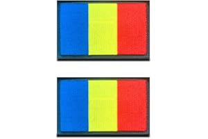 ZCKETO 2 Pezzi Bandiera Romania Rumeno Emblema Nazionale Gancio e Anello Ricamato Emblema Toppa per Squadra Lavoro Maglia Zaino Cappelli Gilet di Cane Tattico Militare