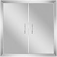 Anfrere 24" W x 24" H Outdoor Kitchen Doors, Premium 304 Stainless Steel Double BBQ Island Panel Access Door for Outside Kitchen Commercial Grilling Station Barbeque Oven Storage Cabinet Door, 2424DS