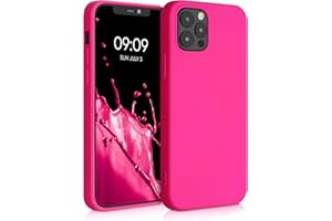 kwmobile Carcasa Compatible con Apple iPhone 12 / iPhone 12 Pro Funda de Silicona - Flexible con Interior de Microfibra - Suave Protector antigolpes - Rosa neón