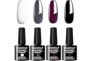 Croitout UV Nagellack Set, Gel Nagellack Shellac Set, Mehrfarbig Ablösbarer Gel Gellack Nagelgel Farben Farbgel Lack, Gel Nail Polish Kit 4 x 7.3ml…