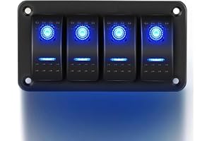 Gebildet 4-vägs Vippomkopplarpanel 12V 24V DC Blå Strömbrytare Aluminiumpanel 5Pin ON Off Prewired Växlingspanel Vattentät