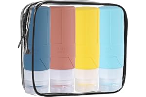 YESIMOLA 4 Pezzi Flaconi da Viaggio 100 ml, Silicone Boccette da Viaggio,Riutilizzabile Contenitori per Creme Lozioni, Senza BPA