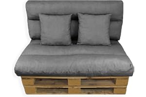 Acomoda Textil - Cojines Sofá Palets 120x80 cm. Conjunto 4 Piezas Desenfundable, Lavable y Mullido de Tela para Interior y Exterior, NO Incluye PALETS (Gris Oscuro)