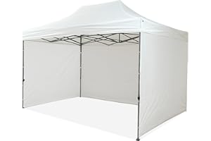 BOP GARDEN Gazebo 3x4,5 mt Pieghevole Impermeabile Da Esterno, con Tre Pareti Laterali, Struttura Resistente, Richiudibile a Fisarmonica, Con Sacca Per il Trasporto | Gazebo Pop-up Portatile Robusto