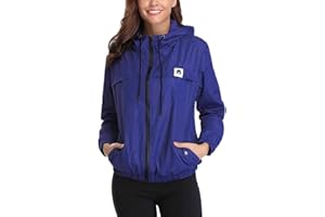 MIGCAPUT Chubasqueros Mujer Chaqueta Impermeable Abrigo Manga Larga Outdoor Deporte Cortavientos Impermeables Chaqueta Con Capucha Cortavientos Para Senderismo Camping