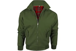 Army And Workwear Harrington Jacket with Tartan Lining British Made Mens Zip Up Classic Bomber