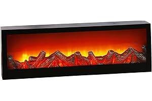‎MEINPOSTEN Dekokamin LED Kamin Feuer Elektrokamin Wandkamin Kaminfeuer Batterie 60x20 cm