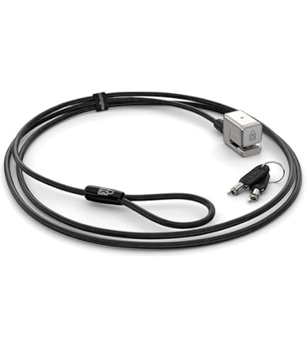 Kensington Cable Lock with Key for Microsoft Surface Pro and Surface Go, Anti-Theft, Lockable Security Cable, Non-Invasive Flat Slim Line, Carbon Steel 1.8 Meter Cable (K68134WW
