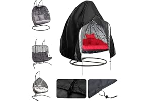 longziming Hängesessel Abdeckung, Hängesessel Schutzhülle 200 x 230 cm, 210D Oxford Wasserdicht, Winddicht, UV-Beständiges, Schwerlast Reißfest Oxford Gewebe mit PVC-Überzug, Kordelzug Schwarz