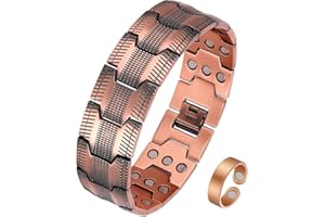 MagEnergy Men's Copper Bracelet,99.9% Copper Magnetic Bracelet Adjustable Wristband with Link Removal Tool (Copper 031 Set)