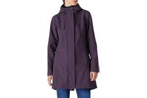 Outdoor Ventures Chaqueta de lluvia para mujer, chaqueta larga softshell con capucha para mujer, chaqueta de entretiempo, chaqueta funcional forrada impermeable, cortavientos